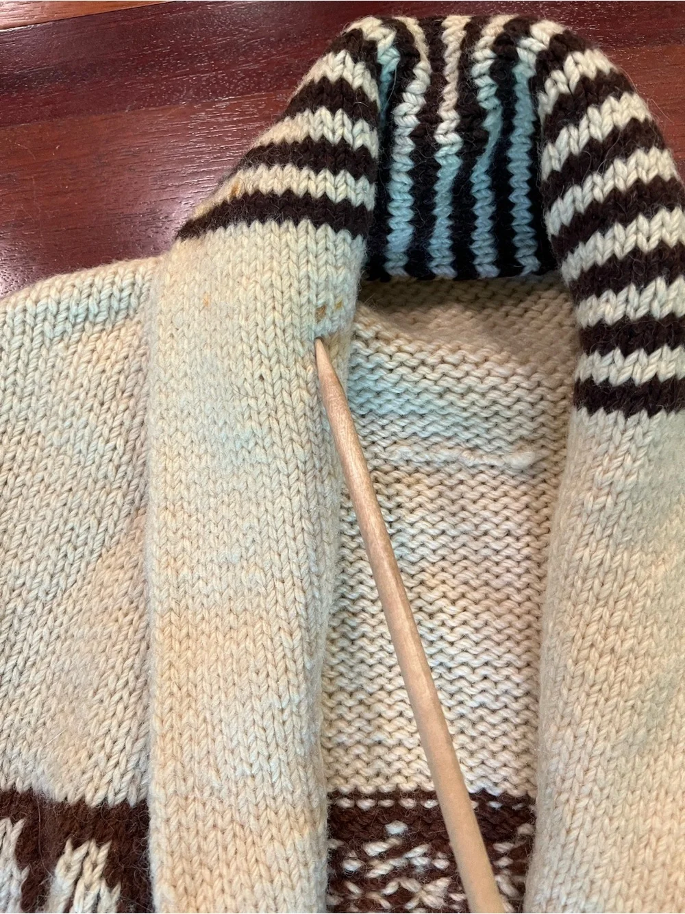 Vintage Hand Knit Wool Starsky/Cowichan-style Heavyweight Cardigan (no tags)